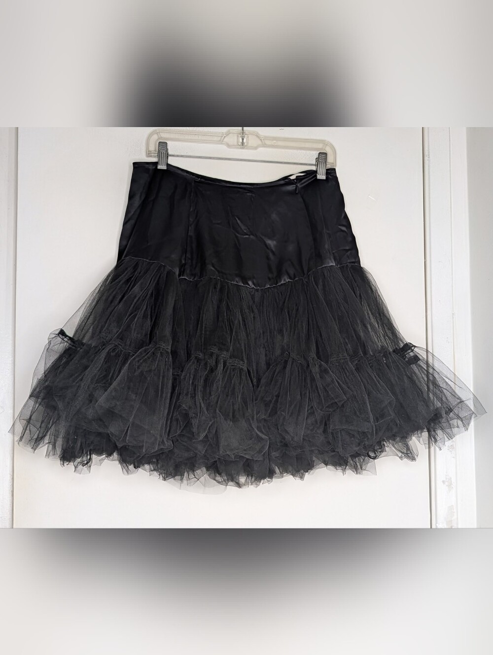 Morgane Le Fay Black Crinoline Silk & Tulle‎ Tiered Skirt Fairy Goth Whimsical - Picture 3 of 5